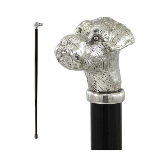 Solid Pewter Head and Beechwood Shaft Schnauzer Walking Stick or Cane