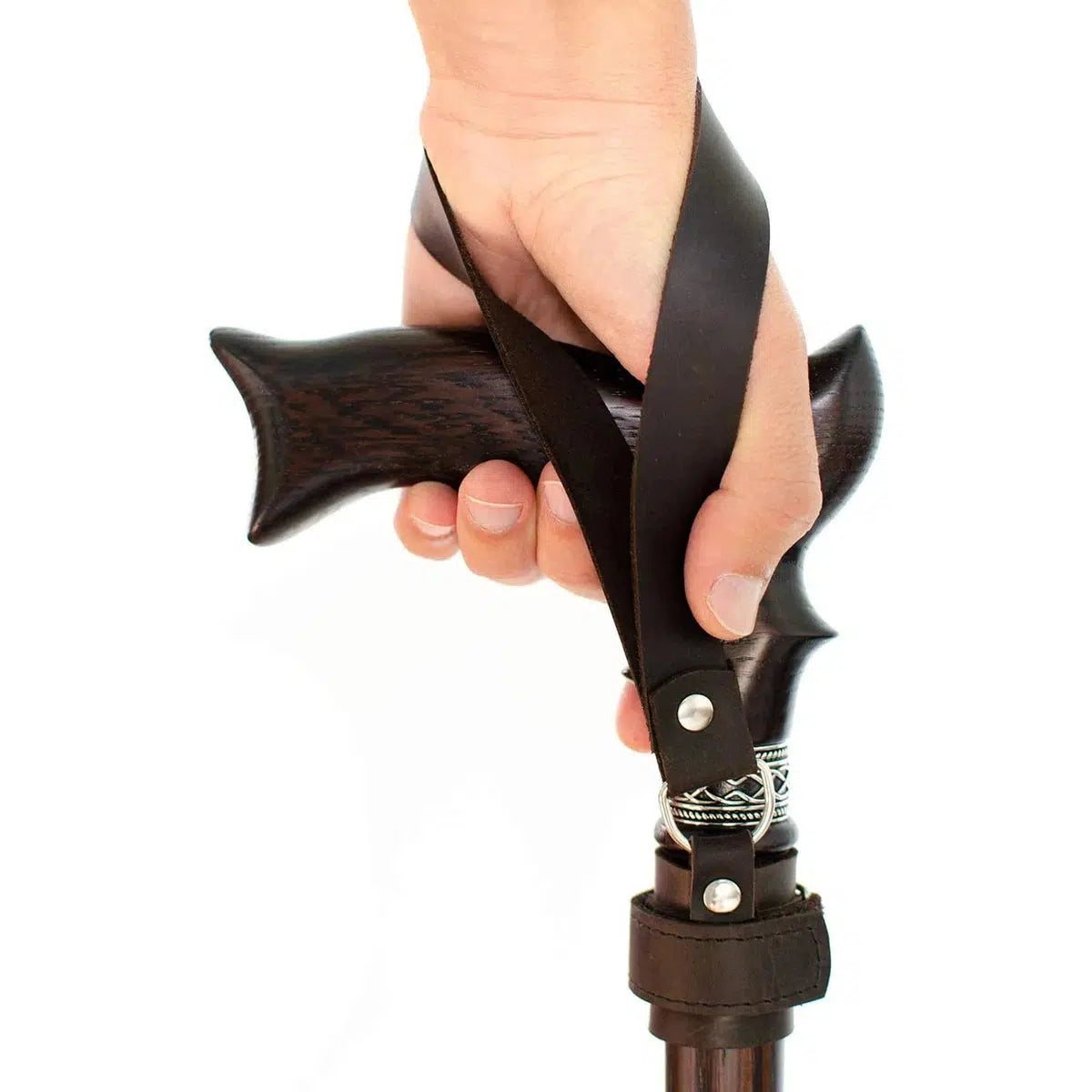 Stylish Pure Leather Wide Walking Stick Wrist Strap - Or Cane