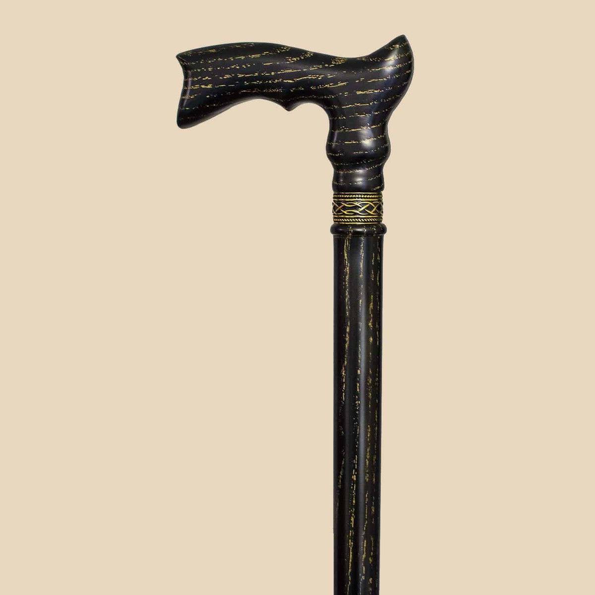 Twilight Galaxy Black and Gold Walking Cane - Custom Made Oak