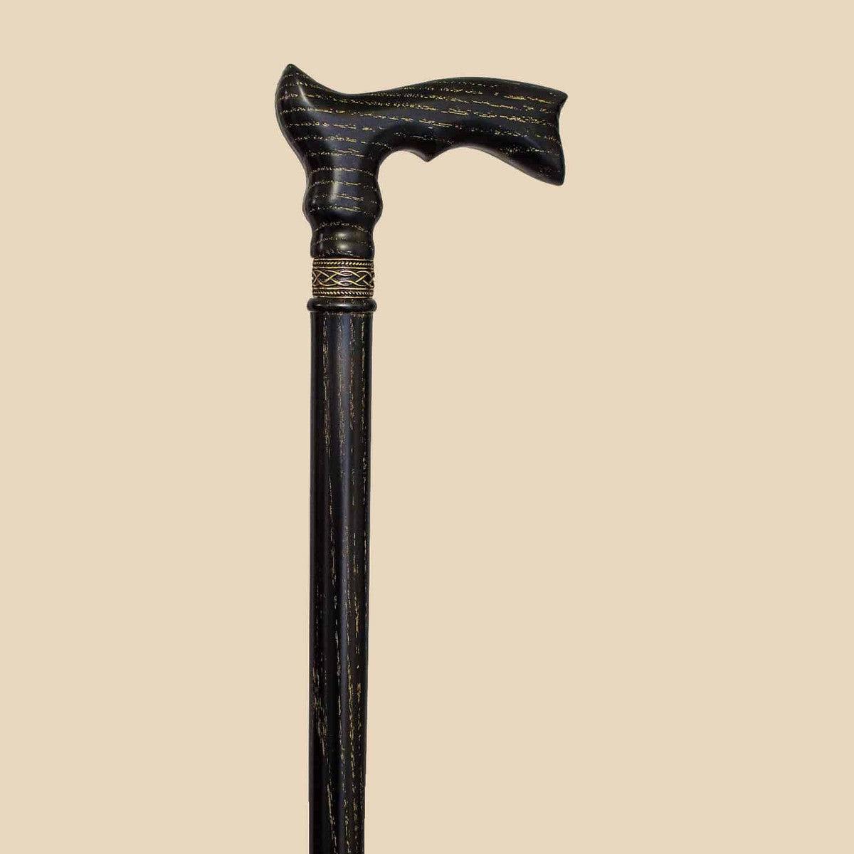 Twilight Galaxy Black and Gold Walking Cane - Custom Made Oak