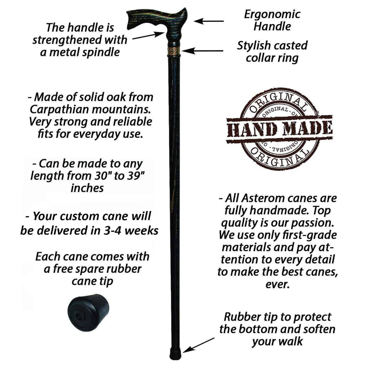 Twilight Galaxy Black and Gold Walking Cane - Custom Made Oak