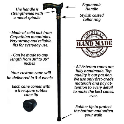 Twilight Galaxy Black and Gold Walking Cane - Custom Made Oak