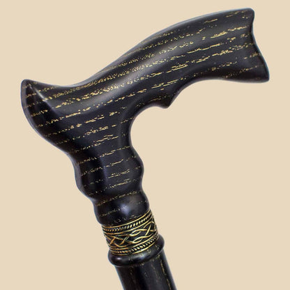 Twilight Galaxy Black and Gold Walking Cane - Custom Made Oak