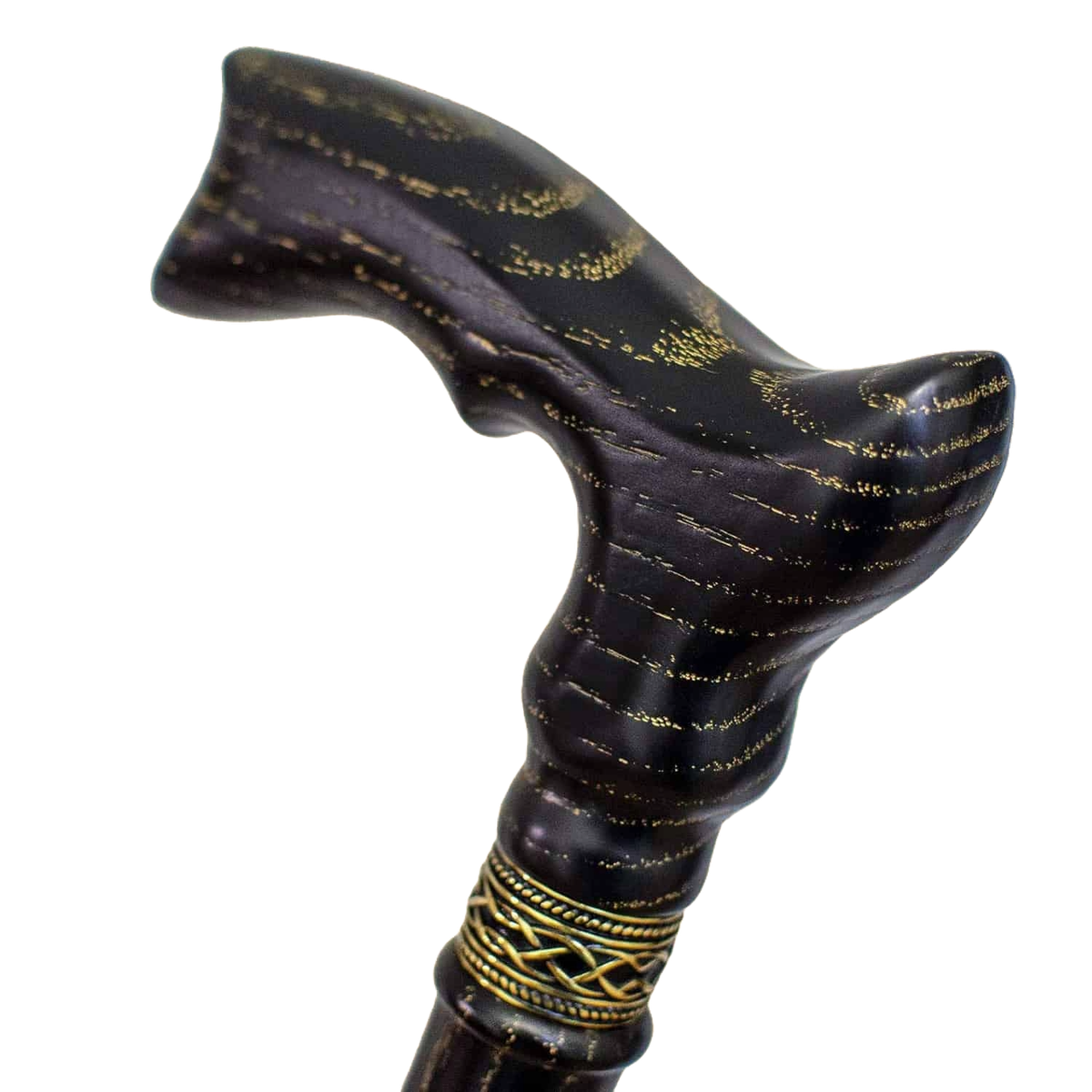 Twilight Galaxy Black and Gold Walking Cane - Custom Made Oak