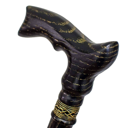 Twilight Galaxy Black and Gold Walking Cane - Custom Made Oak
