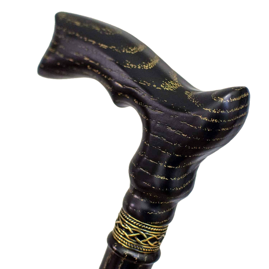 Twilight Galaxy Black and Gold Walking Cane - Custom Made Oak