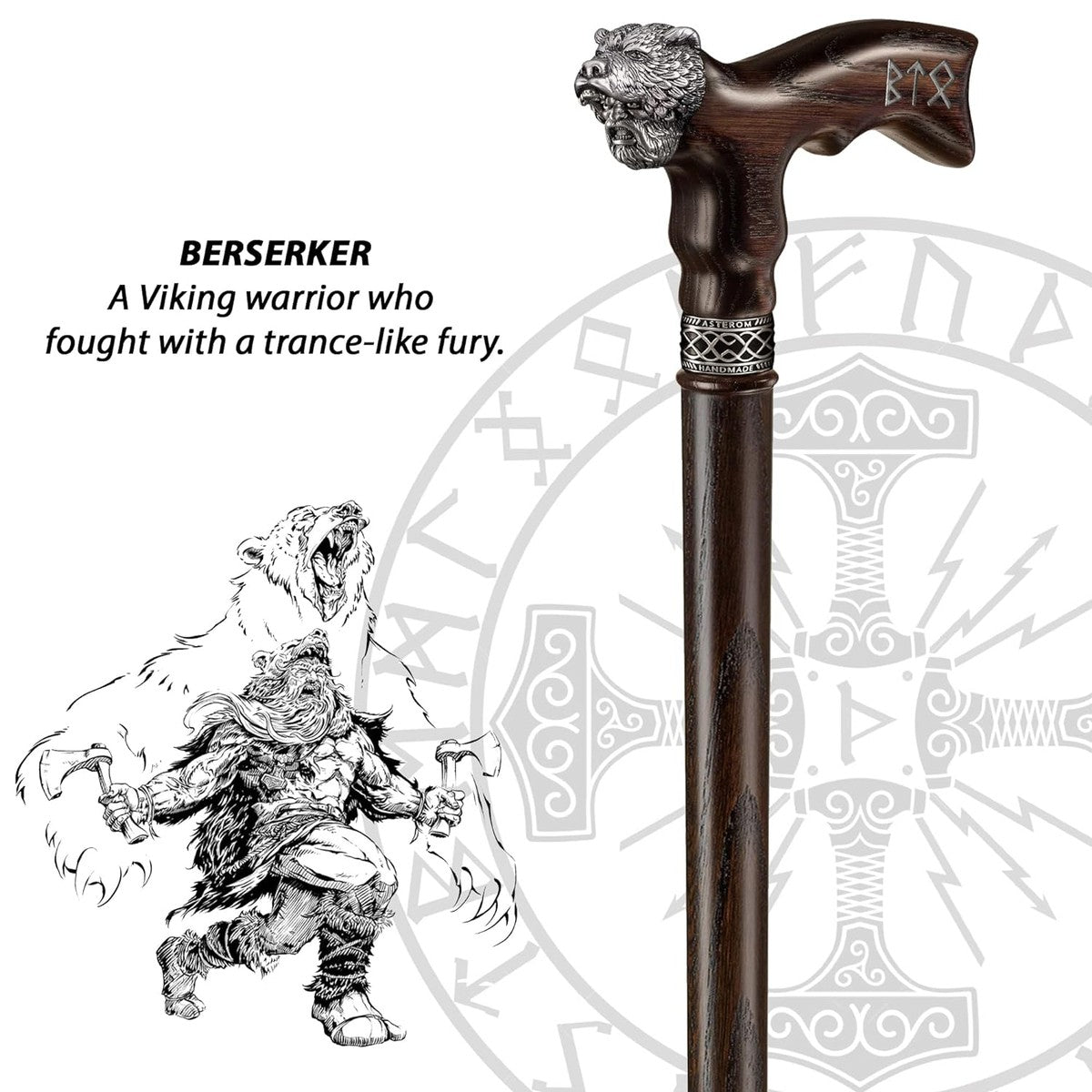 Unique Custom Made Viking Berserker Celtic Warrior Cool Cane