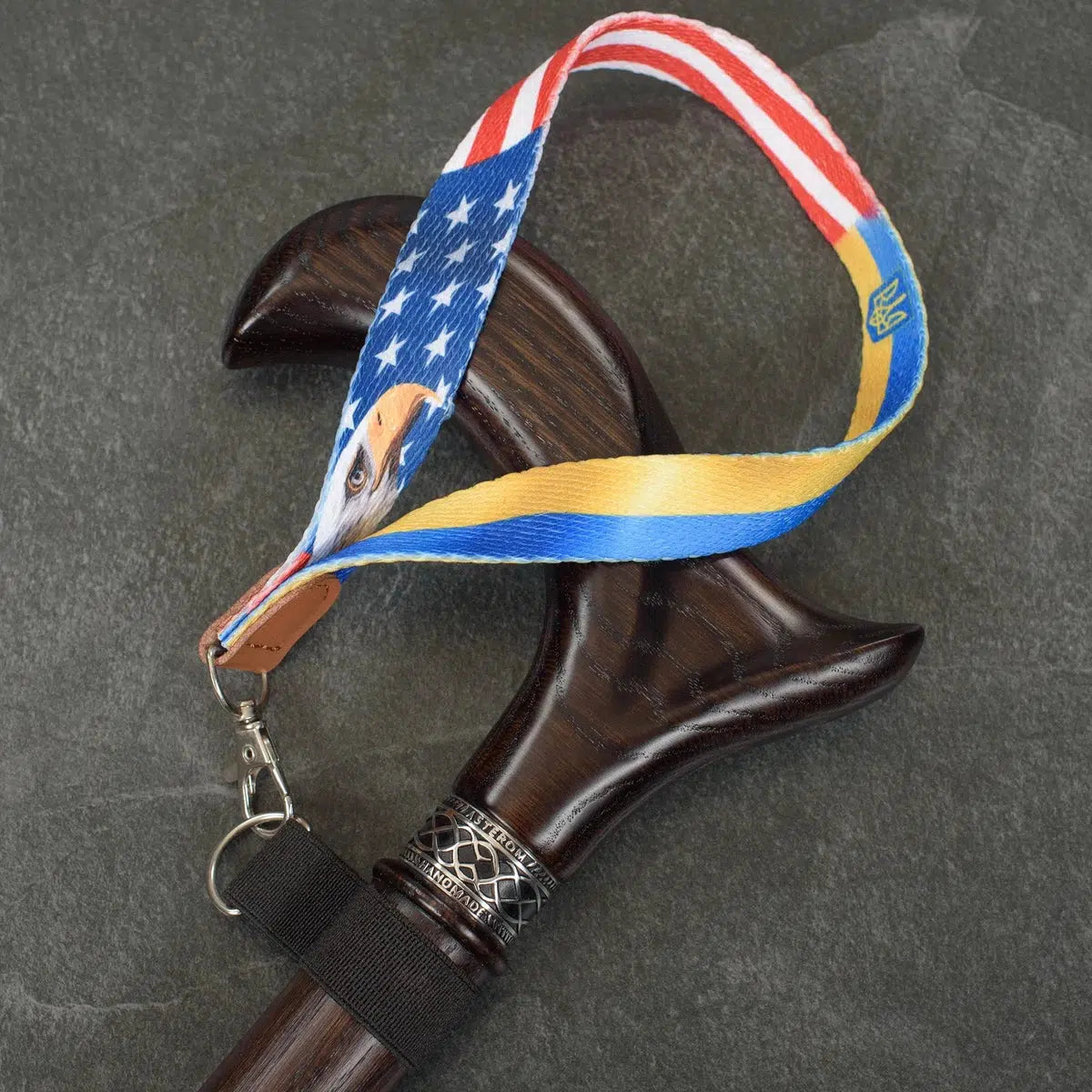 Unique USA and Ukraine Flag Cane Wrist Strap