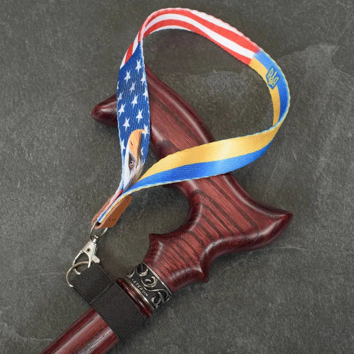 Unique USA and Ukraine Flag Cane Wrist Strap