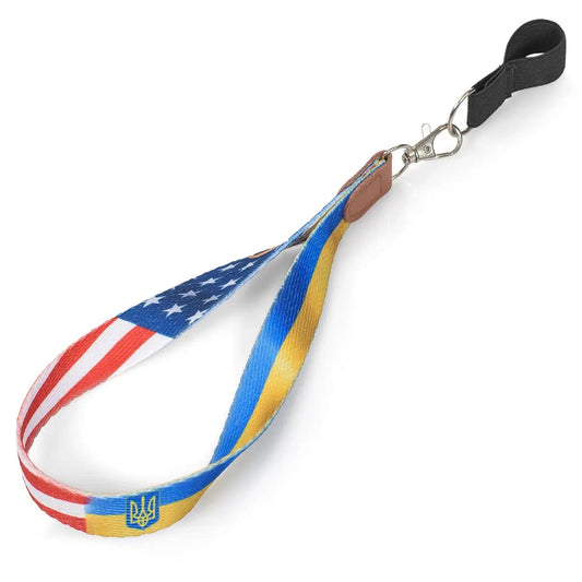 Unique USA and Ukraine Flag Cane Wrist Strap