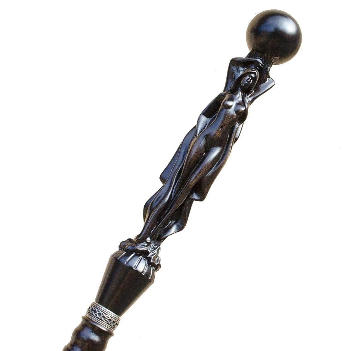 Unique Wooden Hand Carved Twin Nymph Gentleman's Cane