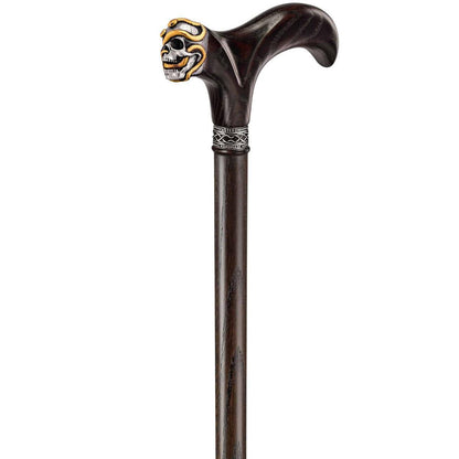Custom Made Wooden Snakes and Skull Walking Cane or Stick