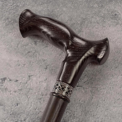 "Handcrafted Oak Vesper Cane Walking Stick for Men - Elegant Wooden Canes and Walking Sticks - Exquisite Carved Design - Thoughtful Gift for Men"