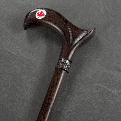 Canadian Maple Leaf Walking Cane – Handcrafted Solid Oak