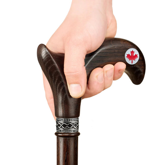 Canadian Maple Leaf Walking Cane – Handcrafted Solid Oak