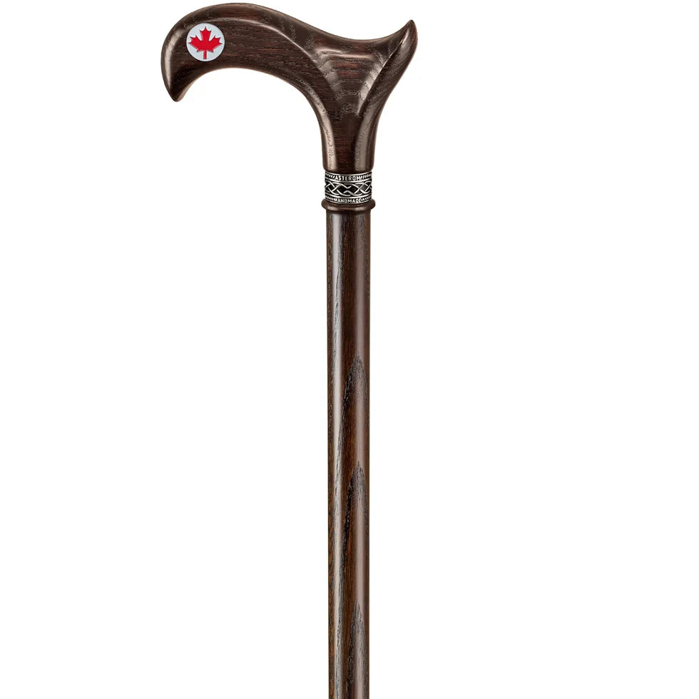 Canadian Maple Leaf Walking Cane – Handcrafted Solid Oak