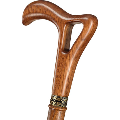 Hand-Carved Ergonomic Walking Cane – Solid Oak Open-Grip Handle