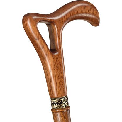 Hand-Carved Ergonomic Walking Cane – Solid Oak Open-Grip Handle