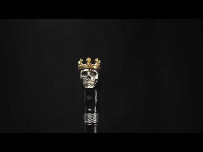 Solid Oak Hand Carved Skull Cane or Walking Stick With Crown