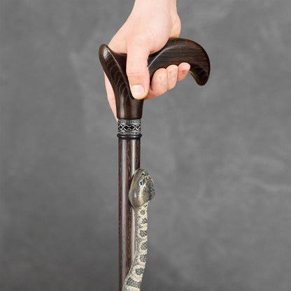 Custom Carved Wooden Coiled Rattle Snake Cane Head or Walking Stick