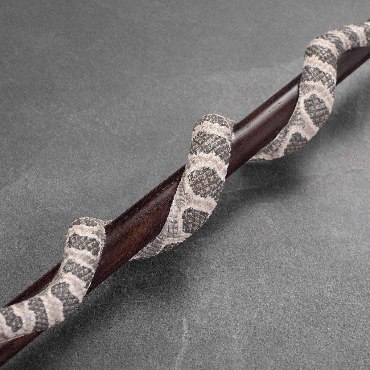 Custom Carved Wooden Coiled Rattle Snake Cane Head or Walking Stick