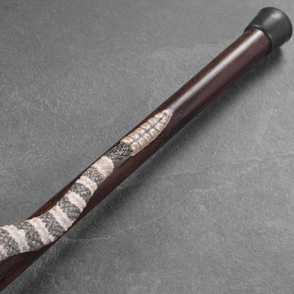 Custom Carved Wooden Coiled Rattle Snake Cane Head or Walking Stick