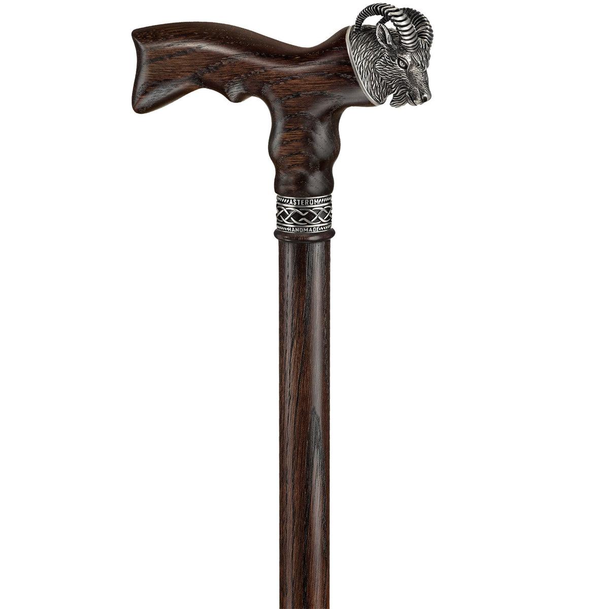 Custom Made Wooden Ram Head - Sheep Cane or Walking Stick