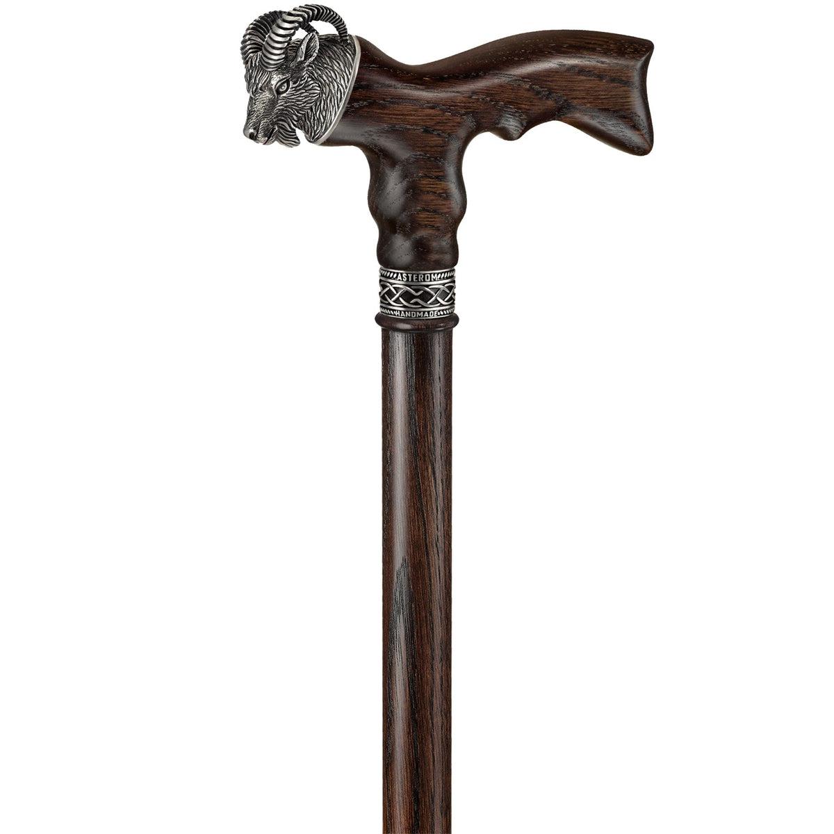Custom Made Wooden Ram Head - Sheep Cane or Walking Stick