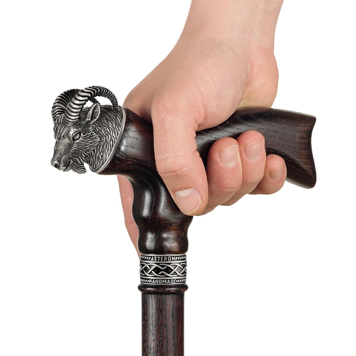 Custom Made Wooden Ram Head - Sheep Cane or Walking Stick