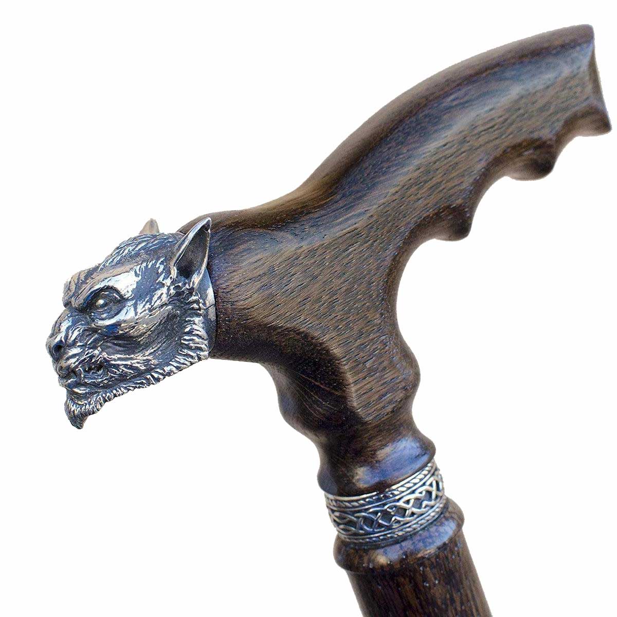 Custom Solid Oak Wooden Hand Carved WereWolf Cane or Walking Stick