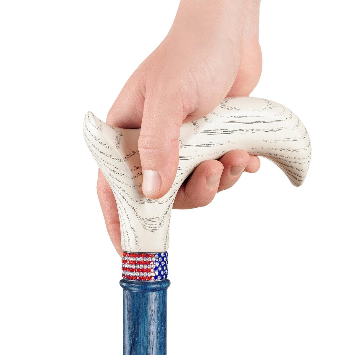 Custom Veterans or Patriots Wooden American Flag Walking Cane or Stick