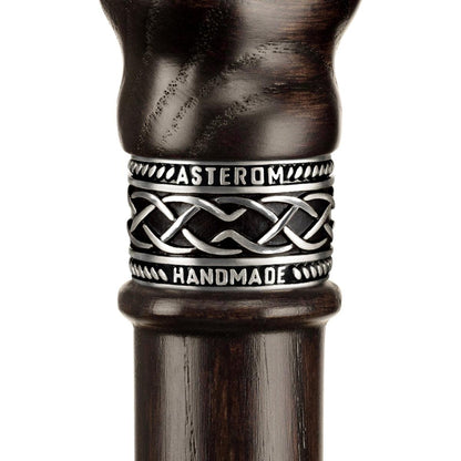 Custom Wooden Oak Hand Made Wolf Cane or Walking Stick