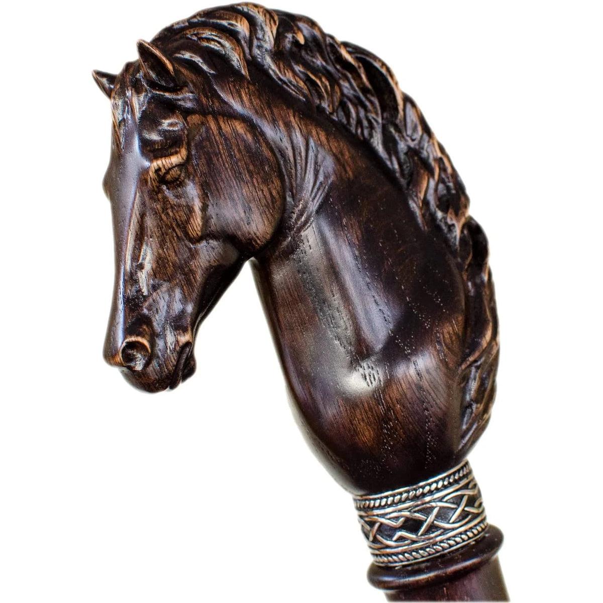 Fashionable Custom Carved Wooden Horse Head Cane or Walking Stick
