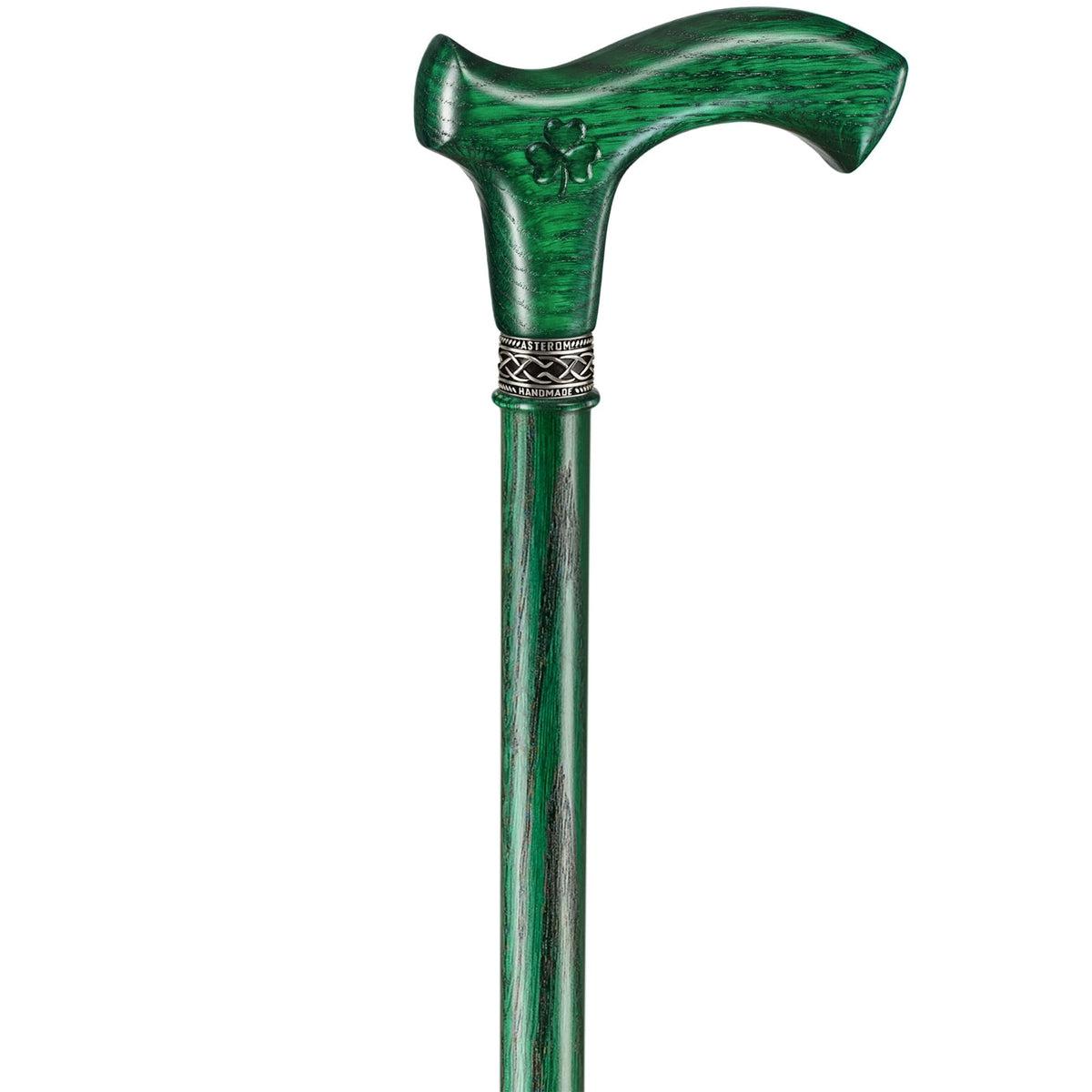 Green Custom Wooden Irish Walking Stick or Cane - Shillelagh