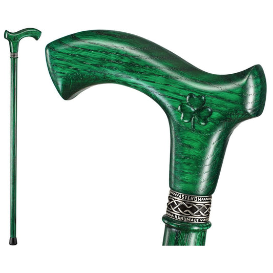 Green Custom Wooden Irish Walking Stick or Cane - Shillelagh