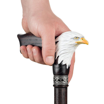 Hand Carved and Painted Wooden Bald Eagle Cane Or Walking Stick