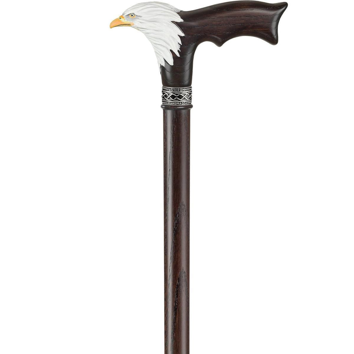 Hand Carved and Painted Wooden Bald Eagle Cane Or Walking Stick