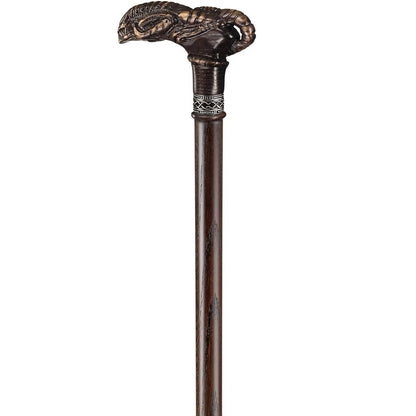 Hand Caved Unique Wooden Alien Cane or Walking Stick