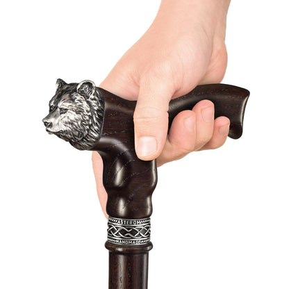 Stylish Custom Wooden Grizzly Bear Walking Cane or Stick