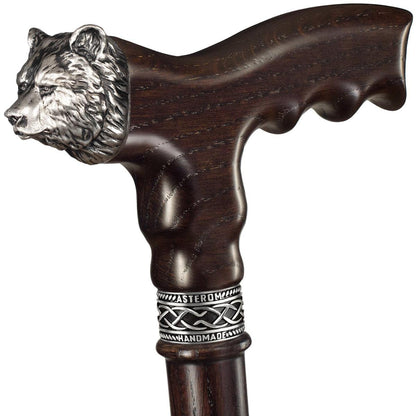 Stylish Custom Wooden Grizzly Bear Walking Cane or Stick