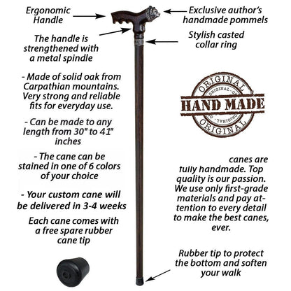 Stylish Custom Wooden Grizzly Bear Walking Cane or Stick