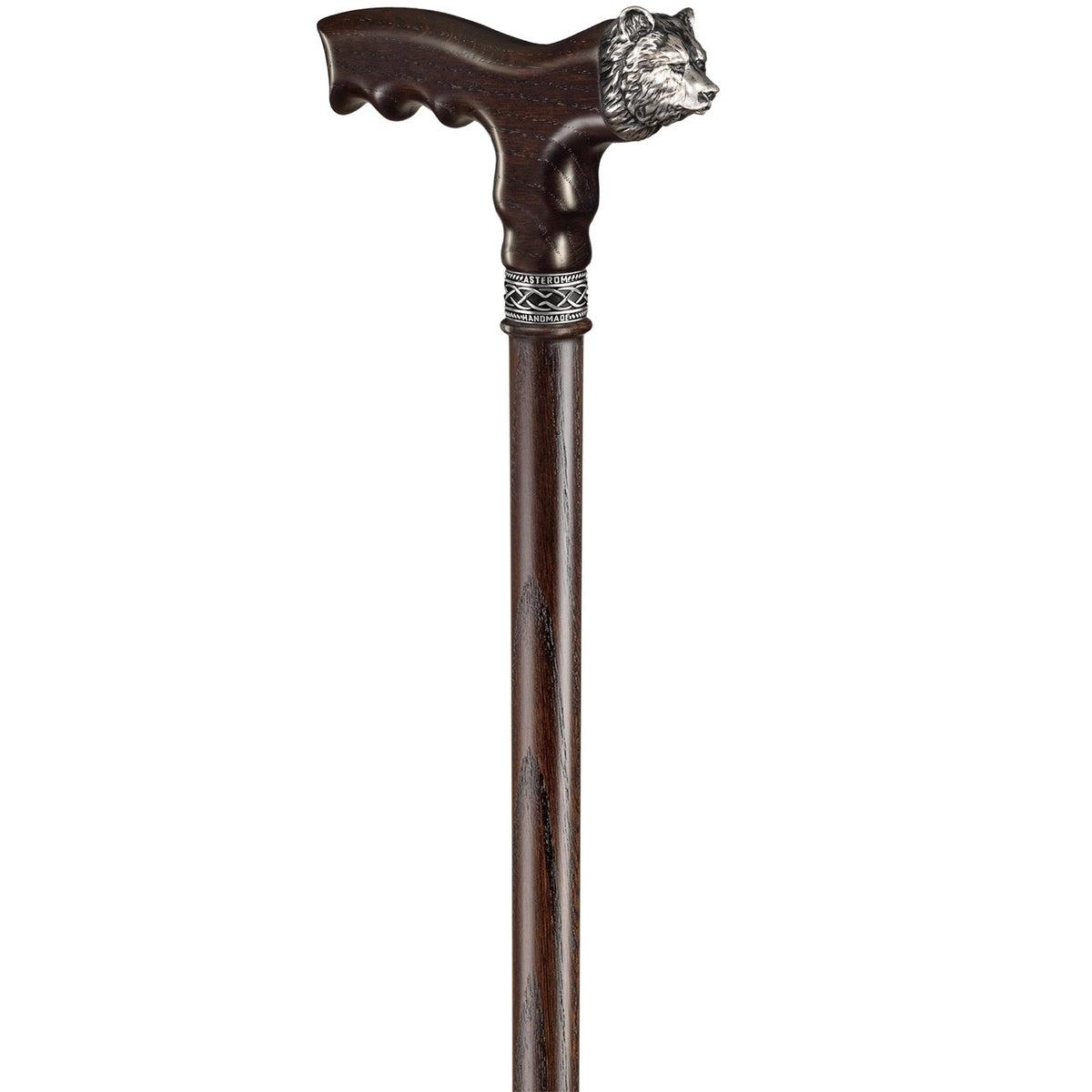 Stylish Custom Wooden Grizzly Bear Walking Cane or Stick