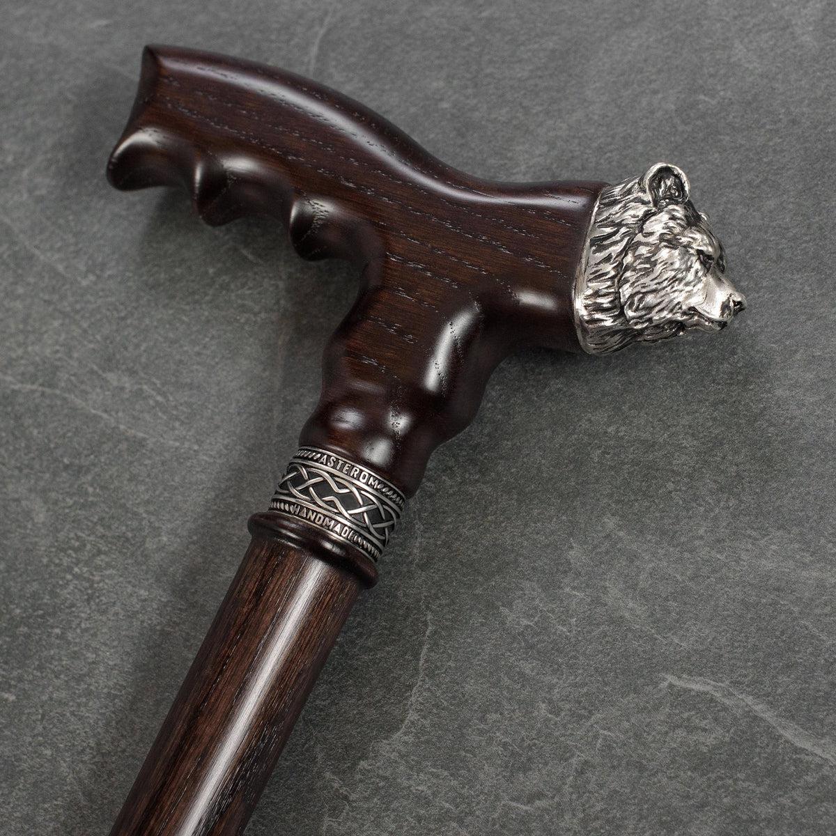 Stylish Custom Wooden Grizzly Bear Walking Cane or Stick