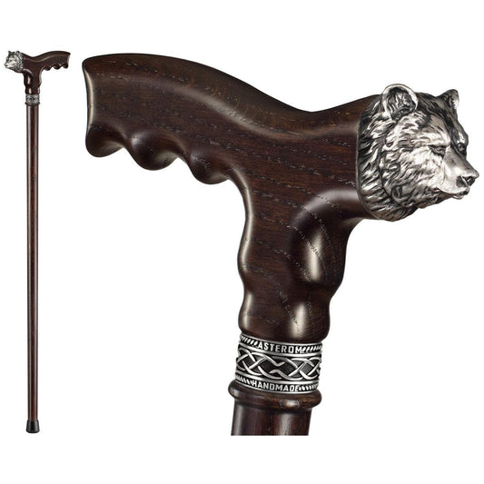 Stylish Custom Wooden Grizzly Bear Walking Cane or Stick