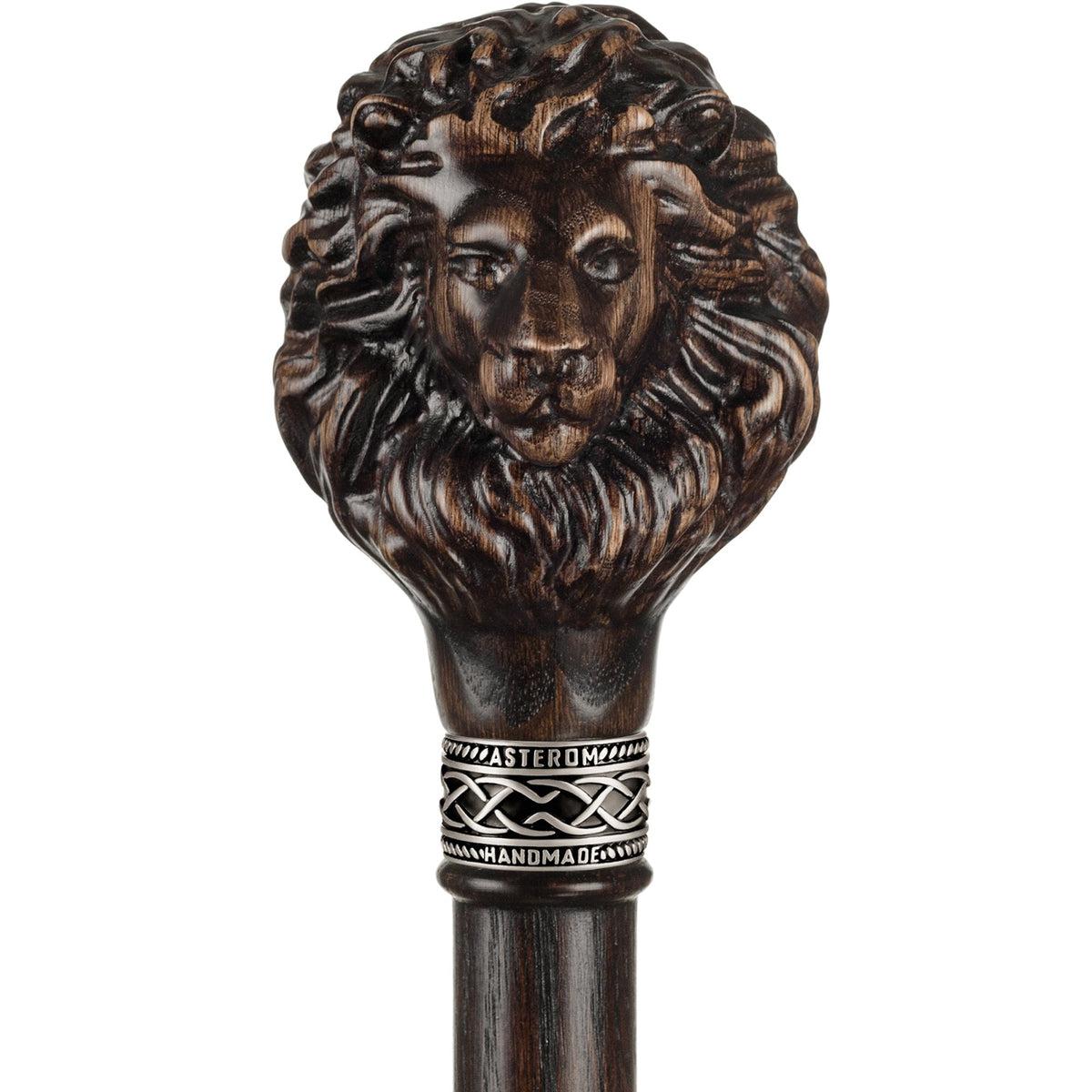 Unique Custom Hand Carved Lion Walking Stick Or Knob Handle Cane
