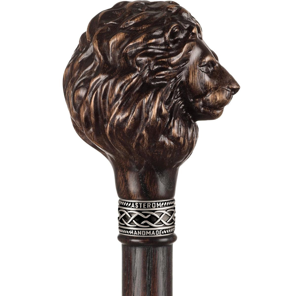 Unique Custom Hand Carved Lion Walking Stick Or Knob Handle Cane