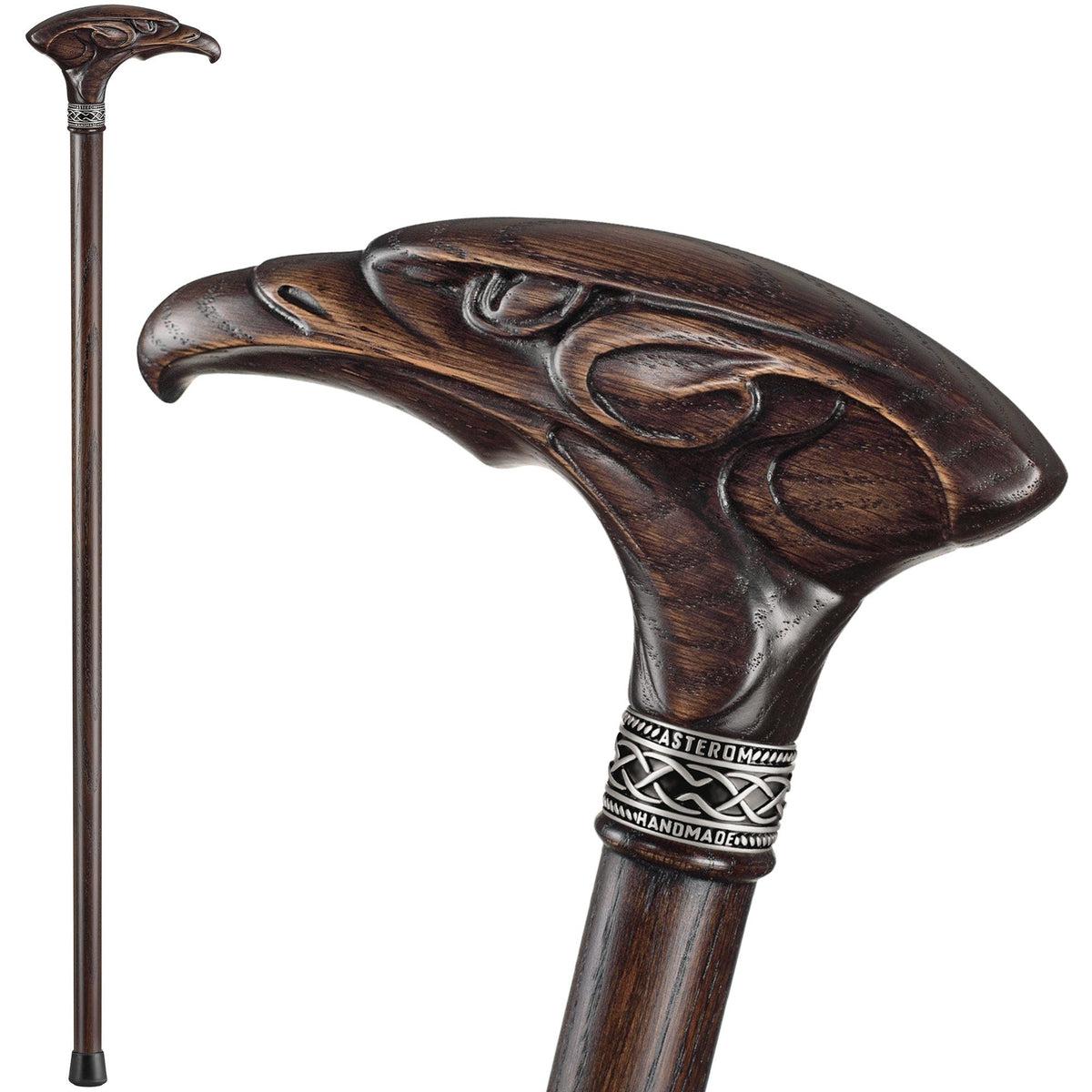 Wooden Eagle Head Cane Hand Carved Walking Stick